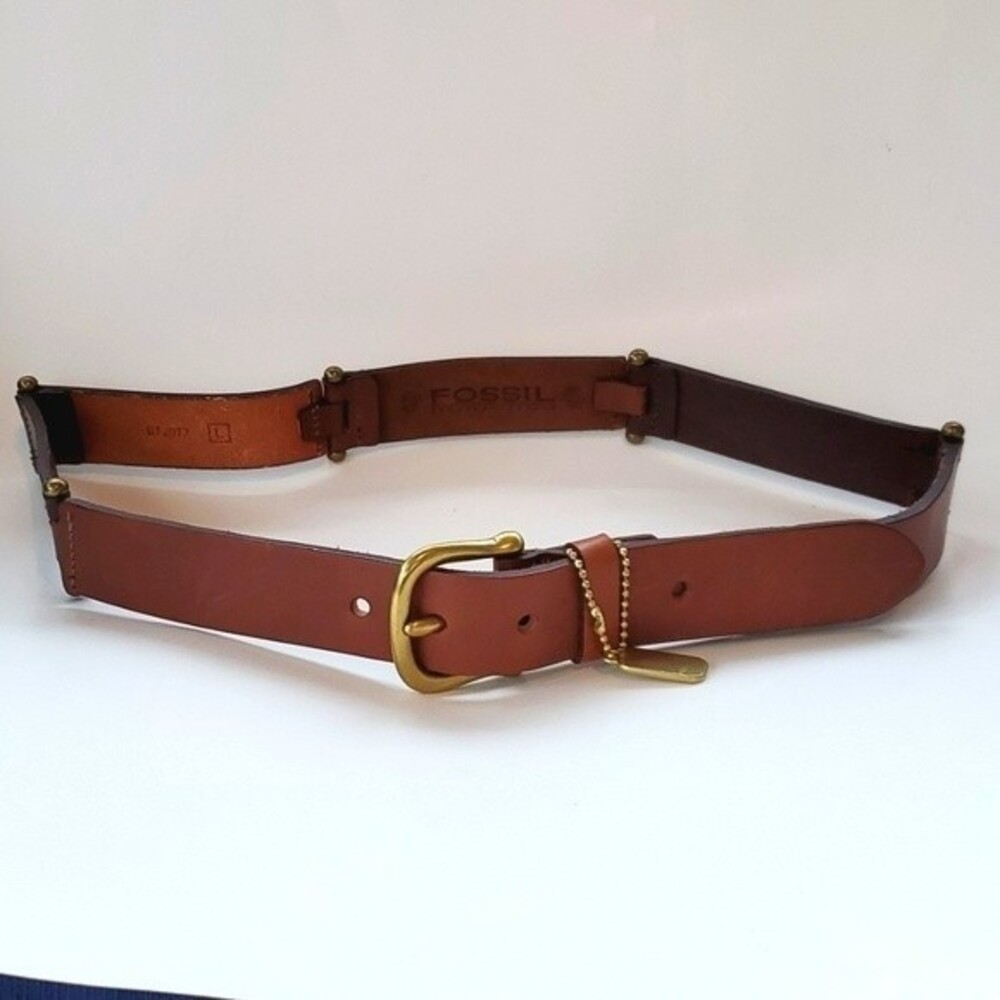FOSSIL BROWN LEATHER TWO-TONE BELT SIZE LARGE